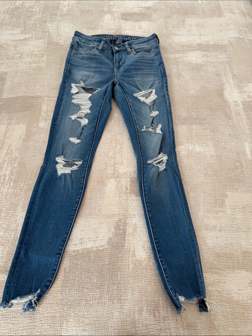 American Eagle Outfitters Women’s Ripped Skinny Jeans - Blue